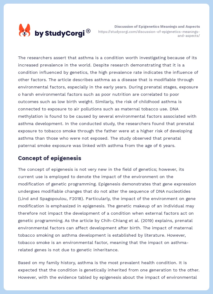 Discussion of Epigenetics Meanings and Aspects. Page 2
