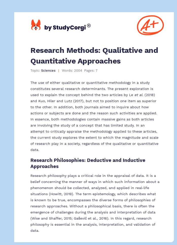 Research Methods: Qualitative and Quantitative Approaches. Page 1