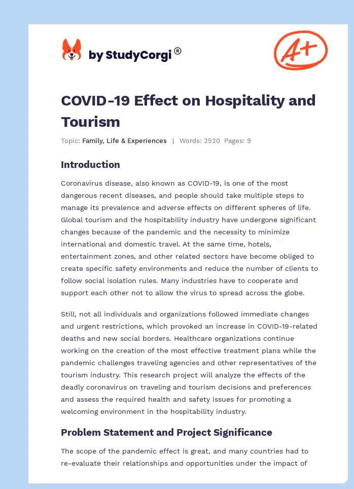 COVID-19 Effect on Hospitality and Tourism. Page 1
