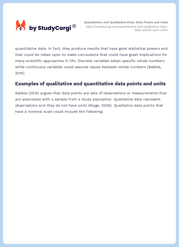 Quantitative and Qualitative Data: Data Points and Units. Page 2