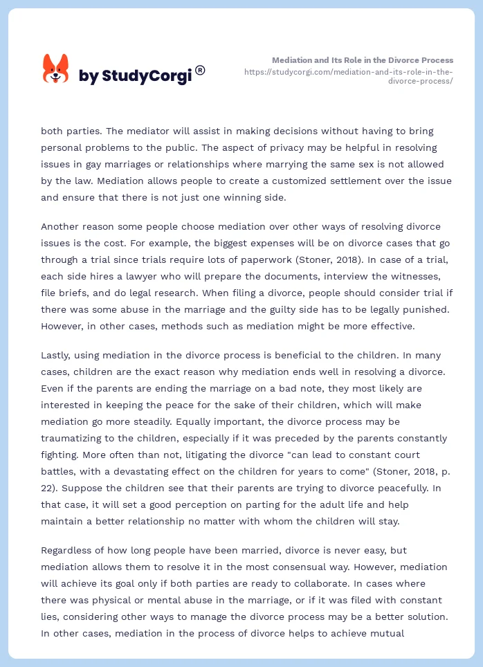 Mediation and Its Role in the Divorce Process. Page 2