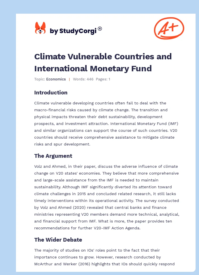 Climate Vulnerable Countries and International Monetary Fund. Page 1