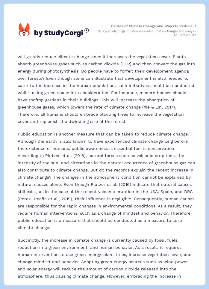 Causes of Climate Change and Ways to Reduce It. Page 2