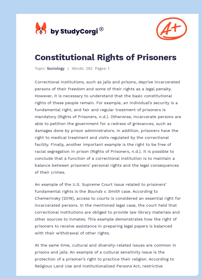 Constitutional Rights of Prisoners. Page 1