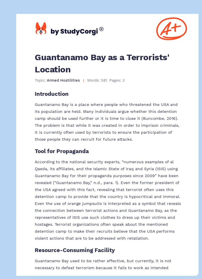 Guantanamo Bay as a Terrorists' Location. Page 1