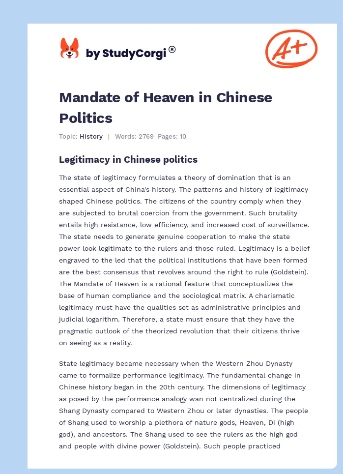 Mandate of Heaven in Chinese Politics. Page 1