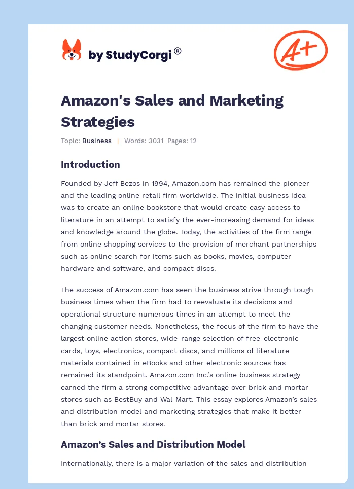 Amazon's Sales and Marketing Strategies. Page 1