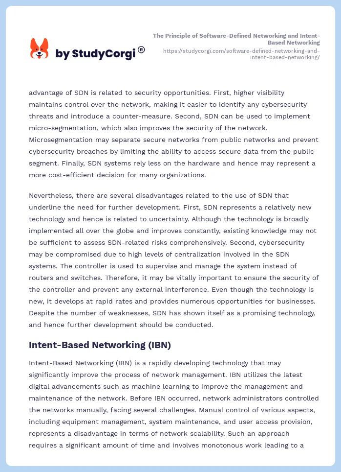 The Principle of Software-Defined Networking and Intent-Based Networking. Page 2