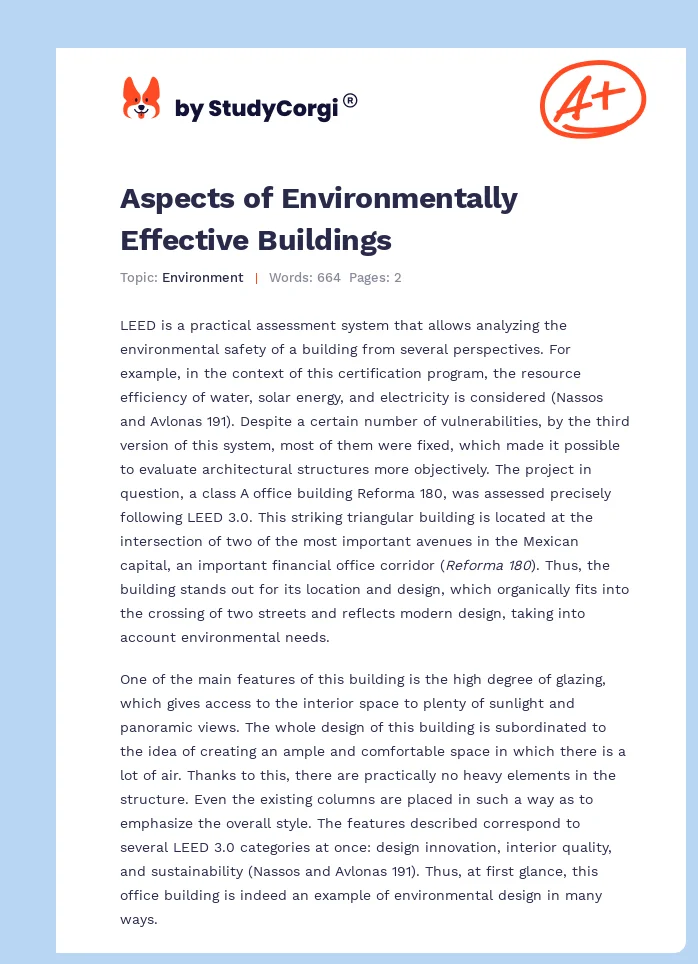 Aspects of Environmentally Effective Buildings. Page 1