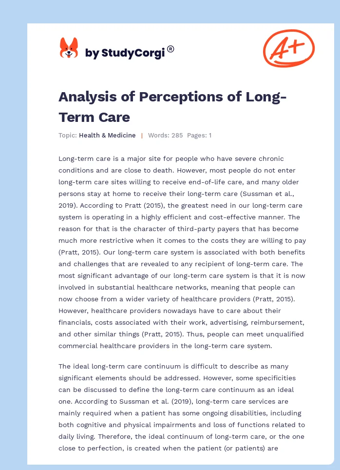 Analysis of Perceptions of Long-Term Care. Page 1