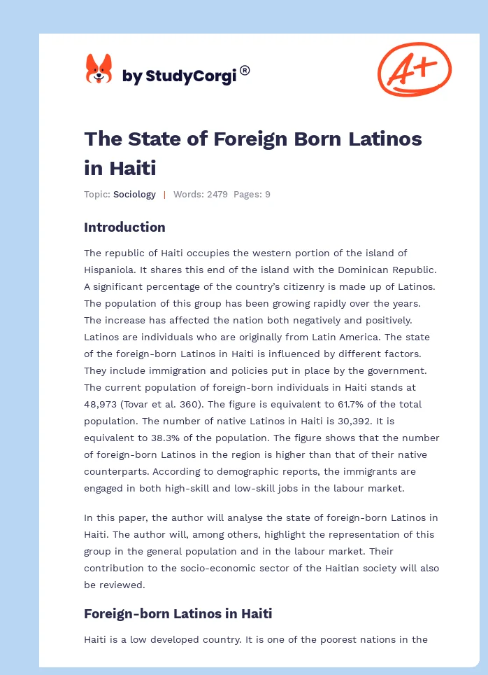 The State of Foreign Born Latinos in Haiti. Page 1