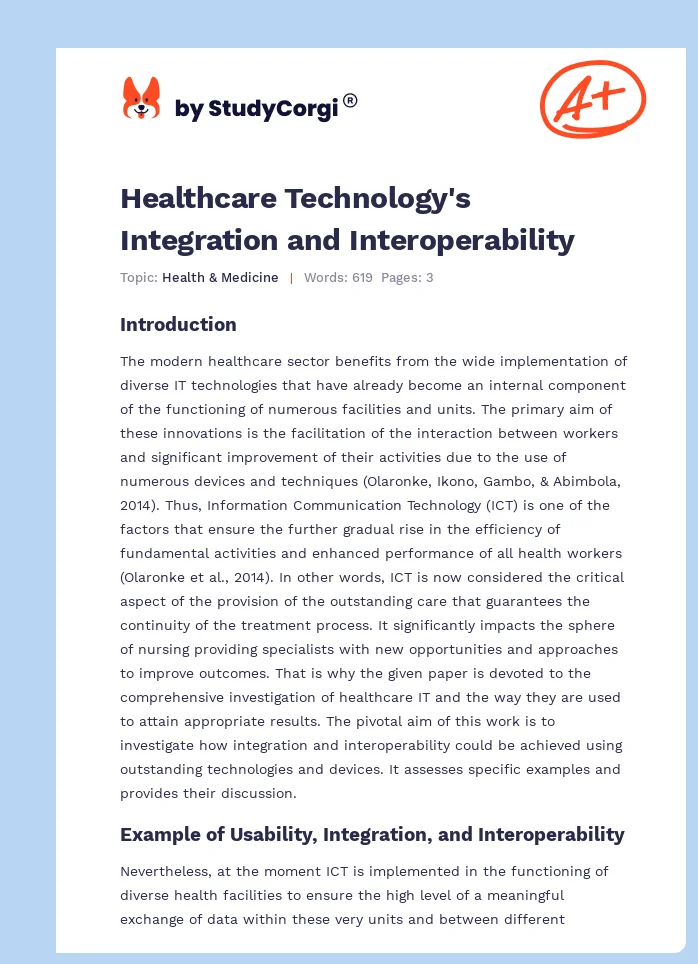 Healthcare Technology's Integration and Interoperability. Page 1