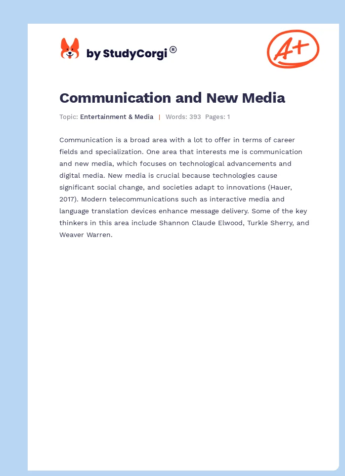 Communication and New Media. Page 1