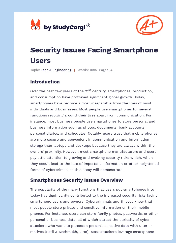 Security Issues Facing Smartphone Users. Page 1