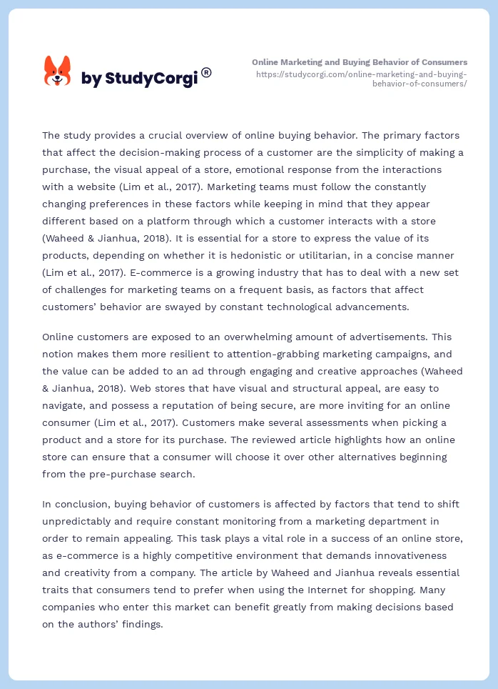 Online Marketing and Buying Behavior of Consumers. Page 2