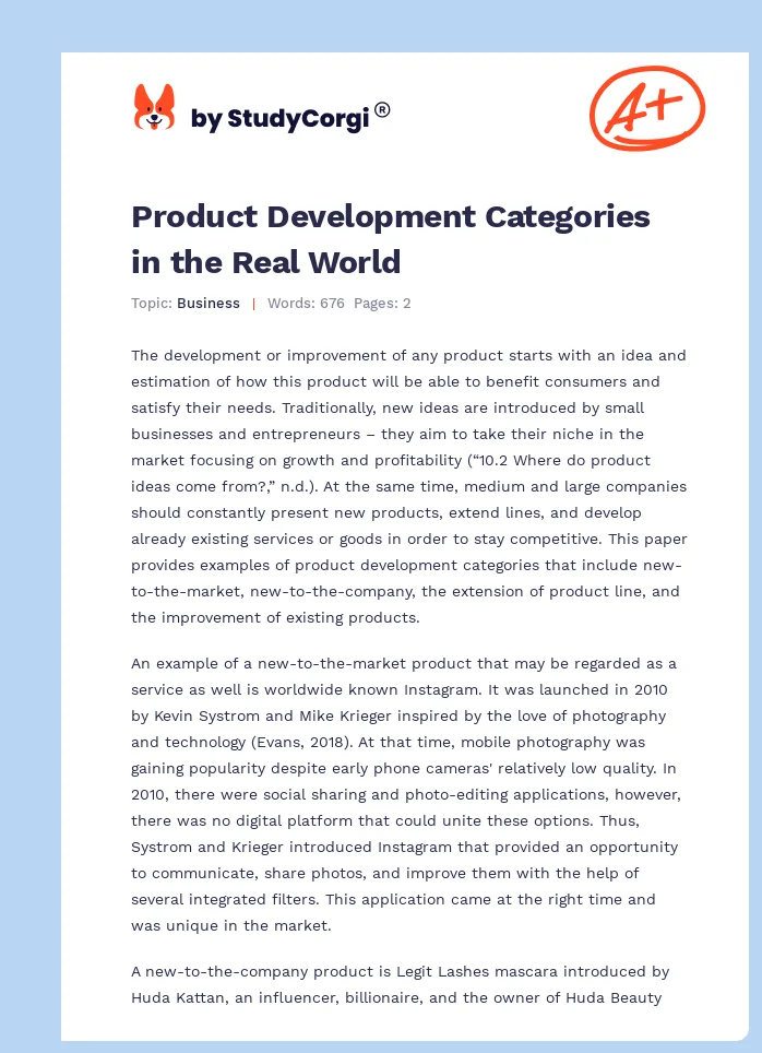 Product Development Categories in the Real World. Page 1