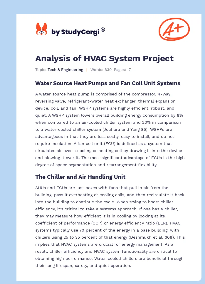 Analysis of HVAC System Project. Page 1