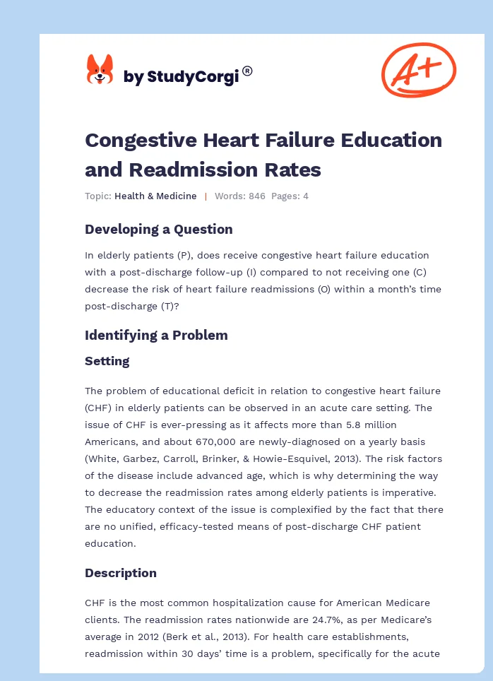 Congestive Heart Failure Education and Readmission Rates. Page 1