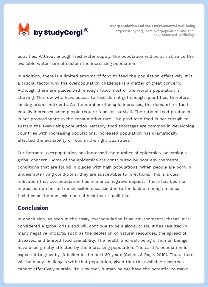 Overpopulation and the Environmental Wellbeing. Page 2