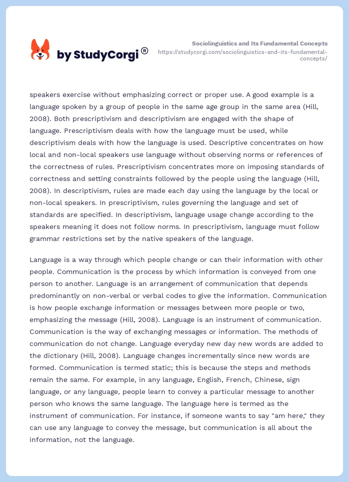 Sociolinguistics and Its Fundamental Concepts. Page 2