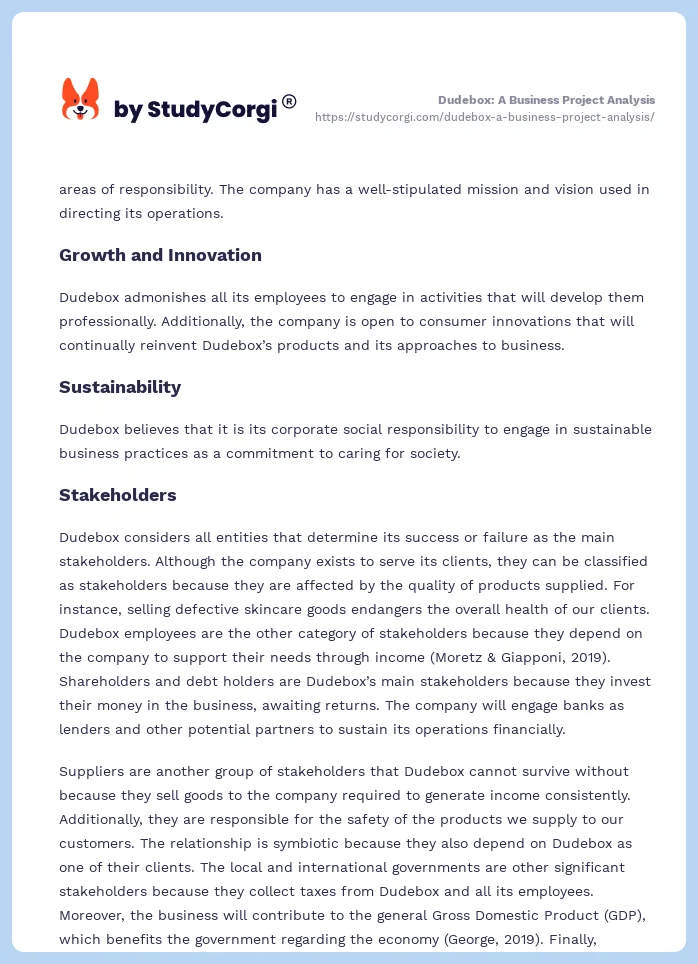 Dudebox: A Business Project Analysis. Page 2