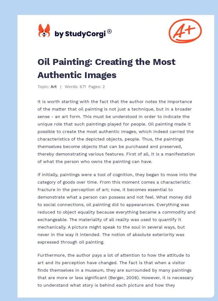 Oil Painting: Creating the Most Authentic Images. Page 1