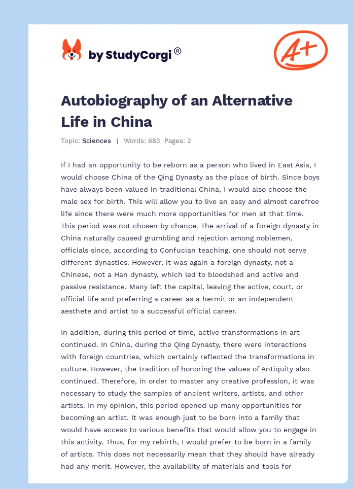 Autobiography of an Alternative Life in China. Page 1