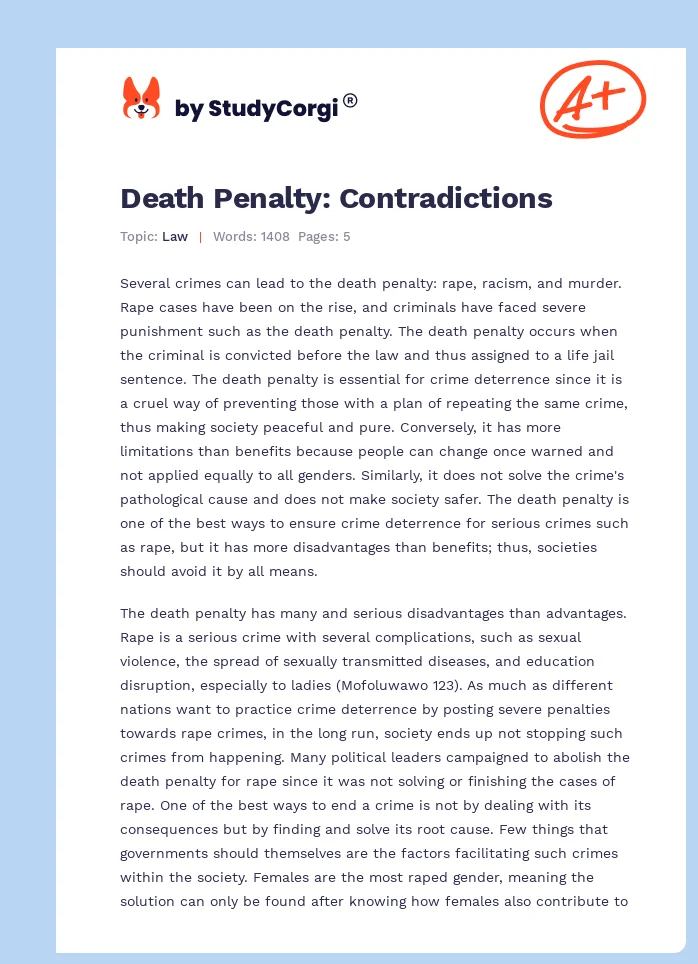 Death Penalty: Contradictions. Page 1