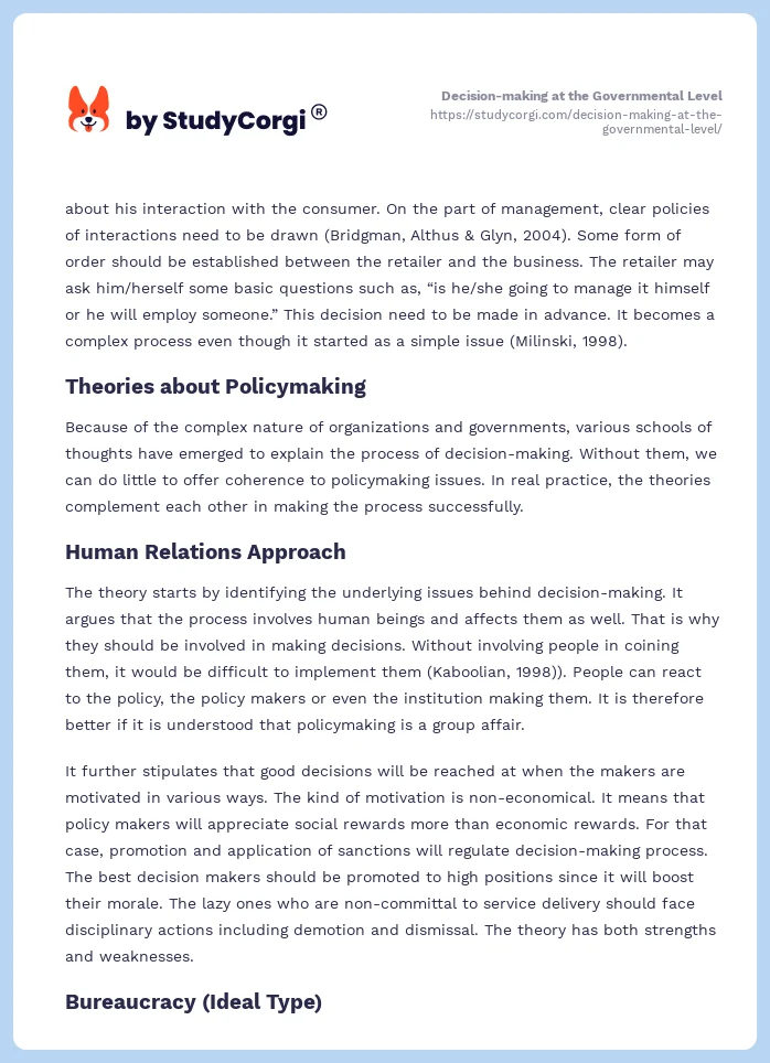 Decision-making at the Governmental Level. Page 2