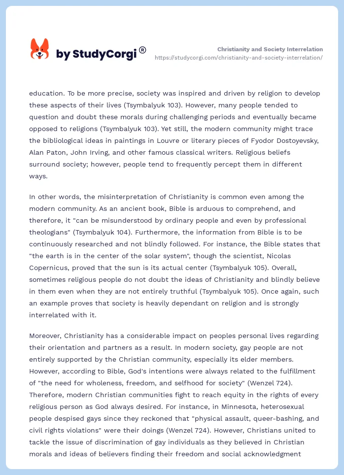 Christianity and Society Interrelation. Page 2