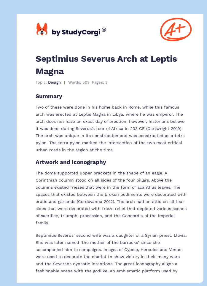 Septimius Severus Arch at Leptis Magna. Page 1