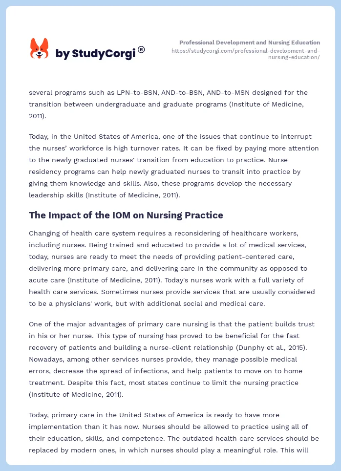 Professional Development and Nursing Education. Page 2