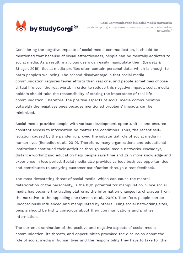 Case Communication in Social Media Networks. Page 2