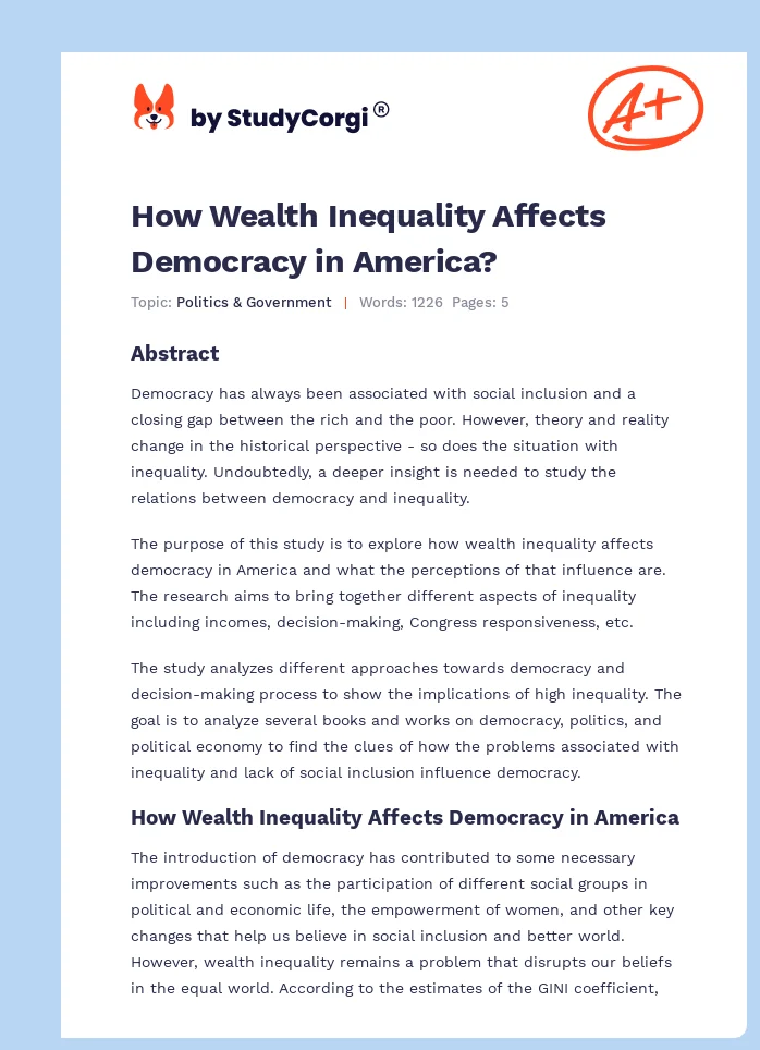 How Wealth Inequality Affects Democracy in America?. Page 1