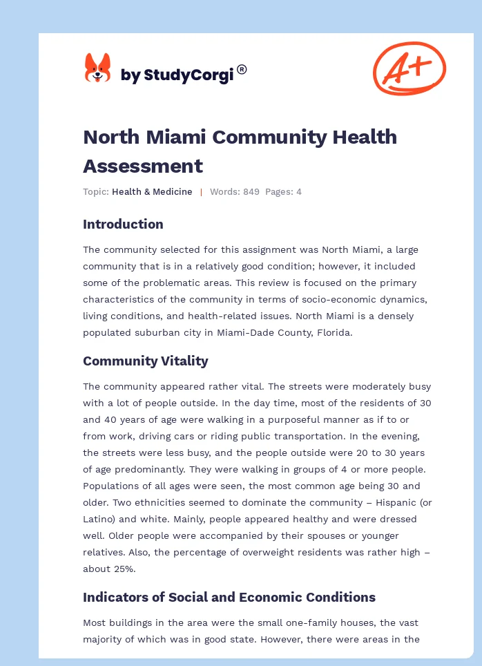 North Miami Community Health Assessment. Page 1