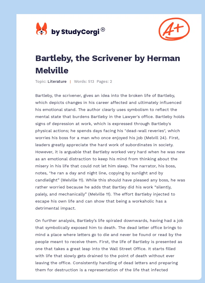 Bartleby, the Scrivener by Herman Melville. Page 1