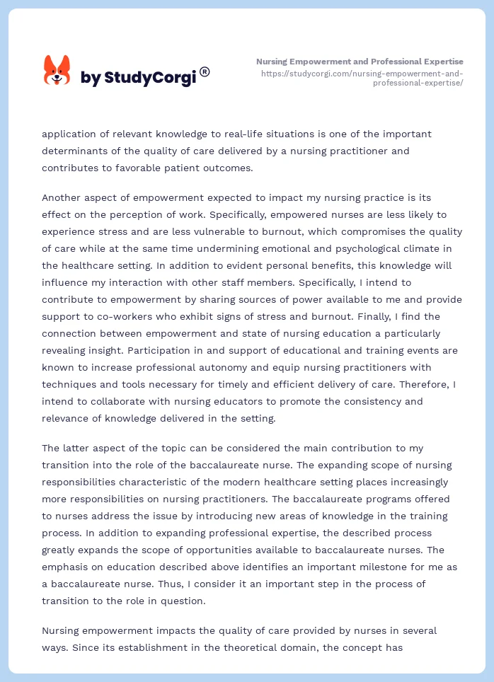 Nursing Empowerment and Professional Expertise. Page 2