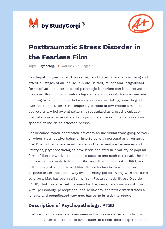 Posttraumatic Stress Disorder in the Fearless Film. Page 1