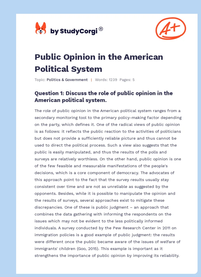 Public Opinion in the American Political System. Page 1