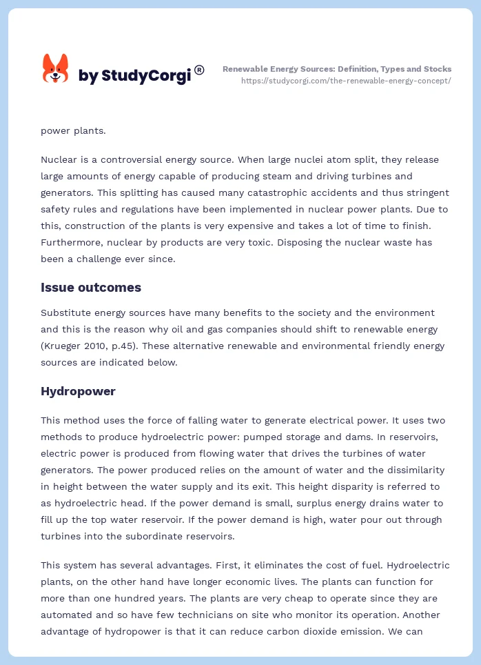  Renewable Energy Sources: Definition, Types and Stocks. Page 2