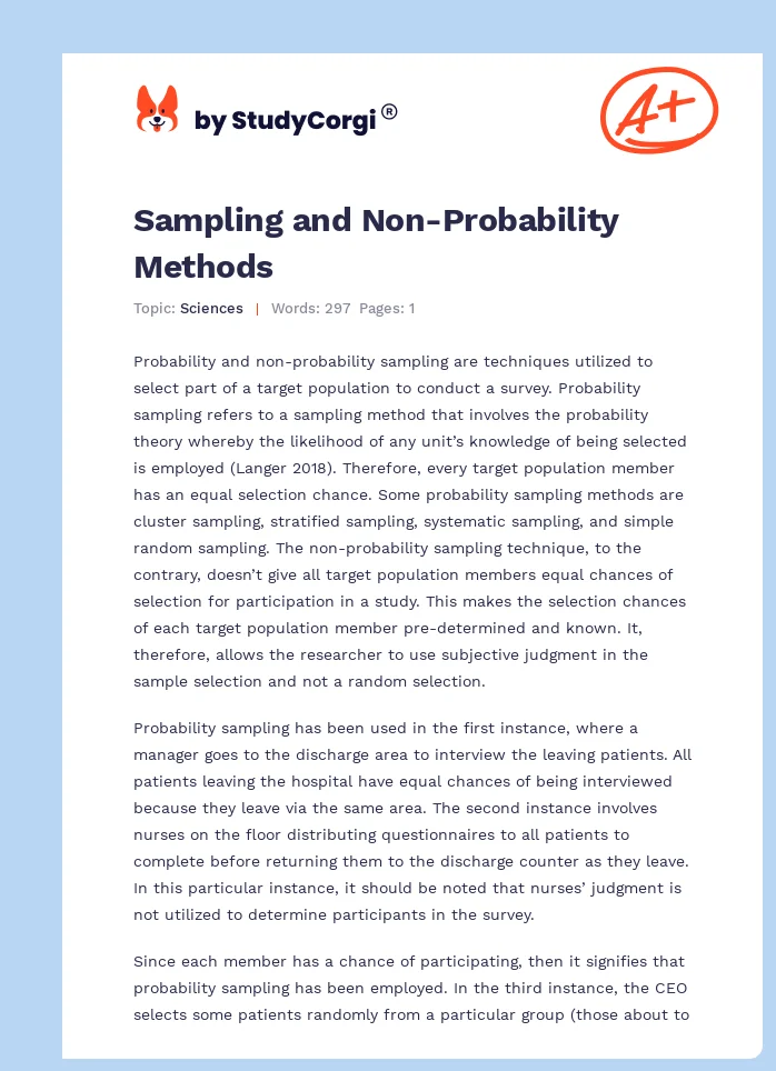 Sampling and Non-Probability Methods. Page 1