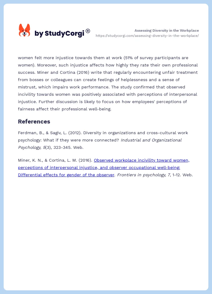 Assessing Diversity in the Workplace. Page 2