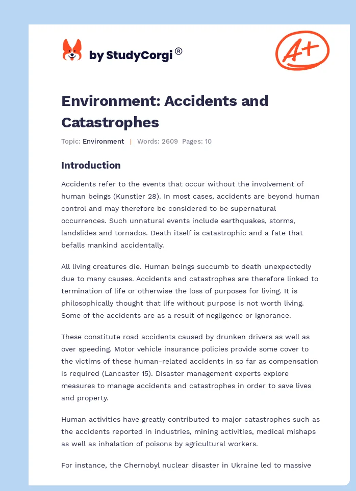 Environment: Accidents and Catastrophes. Page 1