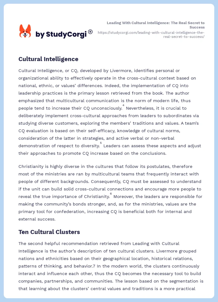 Leading With Cultural Intelligence: The Real Secret to Success. Page 2