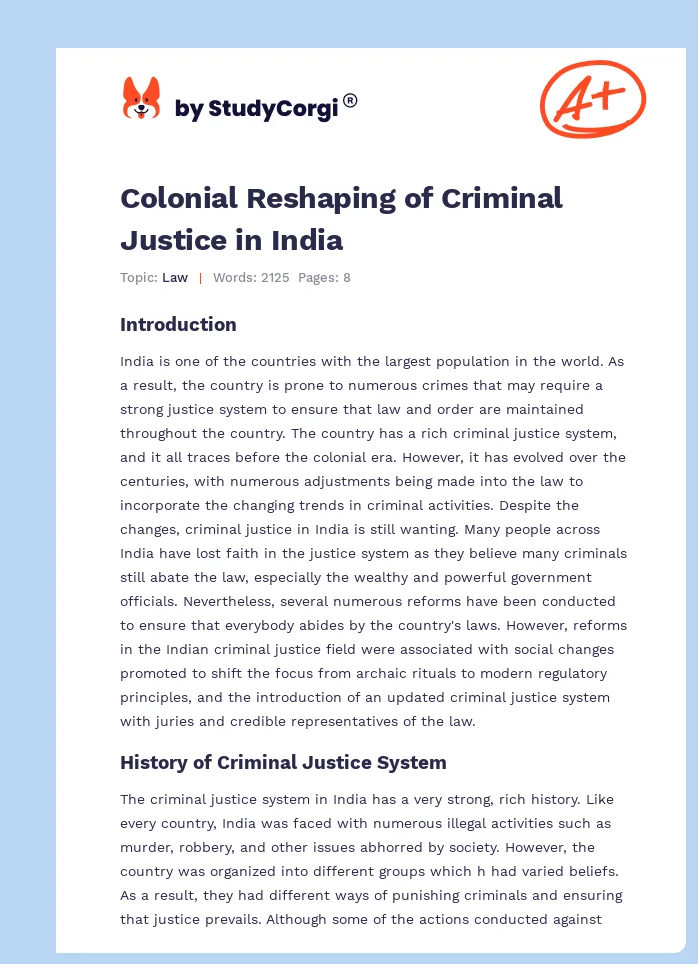Colonial Reshaping of Criminal Justice in India. Page 1