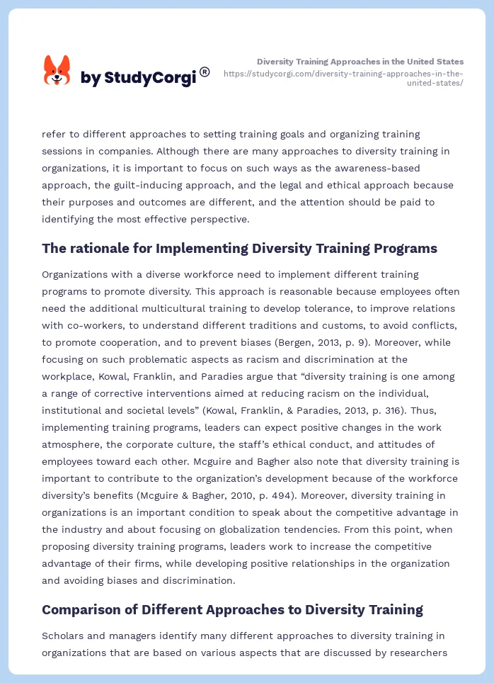 Diversity Training Approaches in the United States. Page 2