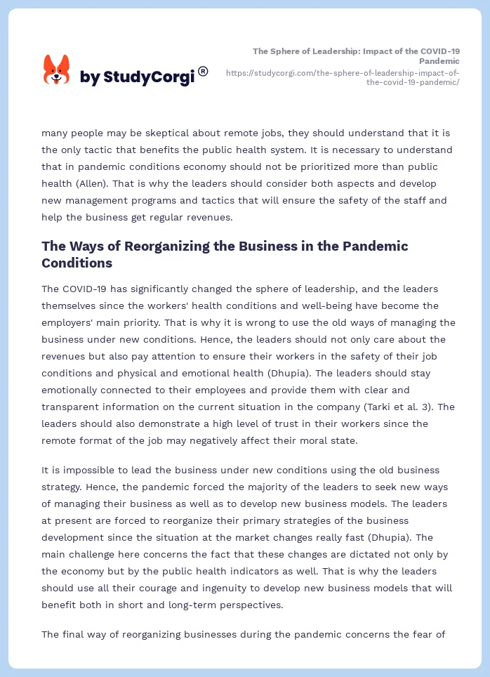 The Sphere of Leadership: Impact of the COVID-19 Pandemic. Page 2