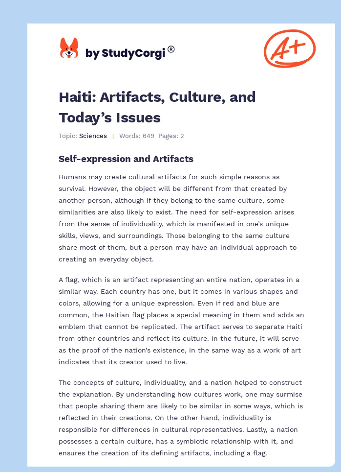 Haiti: Artifacts, Culture, and Today’s Issues. Page 1