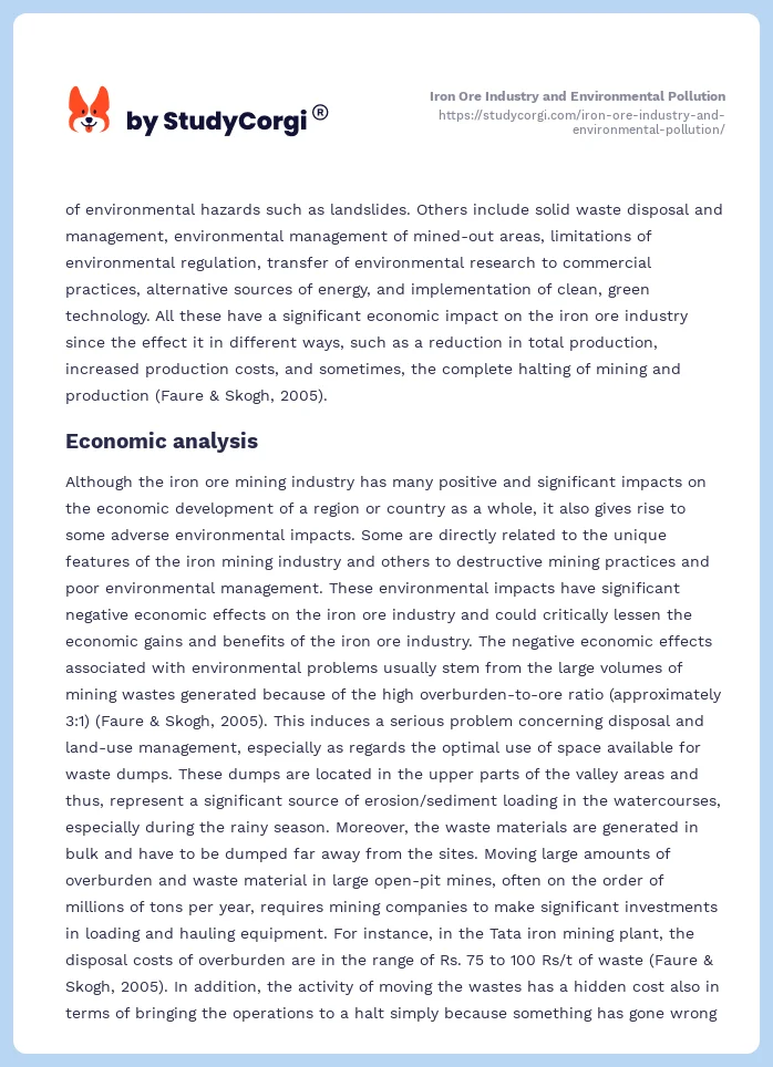 Iron Ore Industry and Environmental Pollution. Page 2