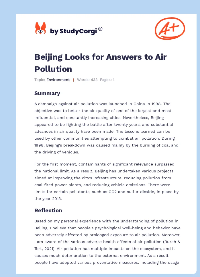 Beijing Looks for Answers to Air Pollution. Page 1